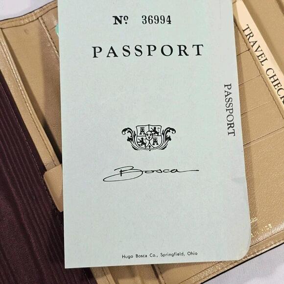 Vintage Bosca Women’s Leather Travel Wallet Checks/Cards-BiFold/Snap Cream Tan - Picture 7 of 12